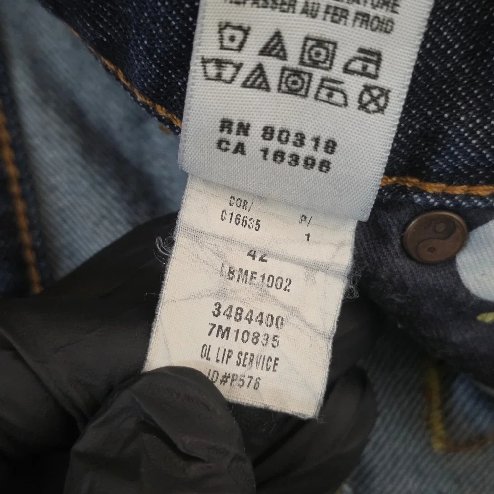 Lucky Brand Classic Straight Jeans Mens 42x30 Blue Denim Stretch Dark Wash